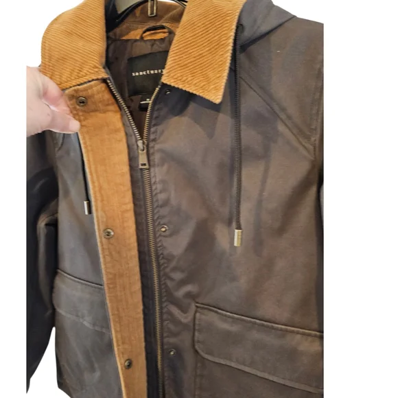 Sanctuary Size S Weather Resistant Jacket Corduroy Trim Utility Style Hooded - Picture 3 of 13